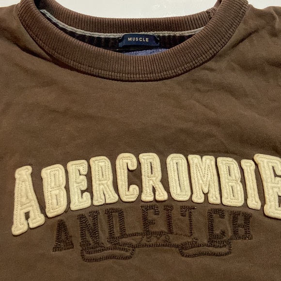 ABERCROMBIE AND FITCH MUSCLE LONG SLEEVE SHIRT BROWN LARGE - Picture 2 of 7